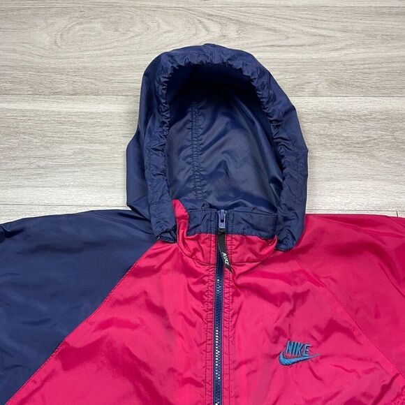 Vintage Nike Jacket Mens Extra Large Blue 90s Windbreaker Hooded Zip - Picture 2 of 12